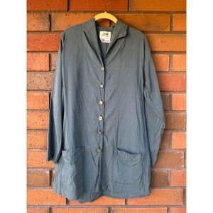 FLAX by Jeanne Engelhart Silk Chore‎ Coat Artist Jacket Vintage | Blue | Size M